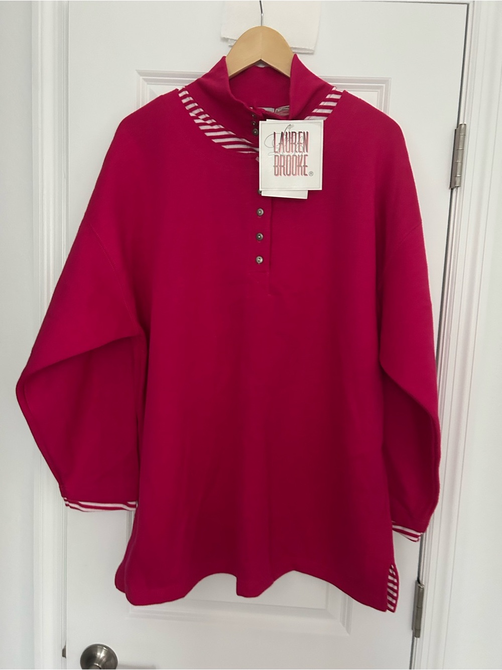 Vintage- NWT Lauren Brooke Fuchsia Button-Front Pullover- Size 20W